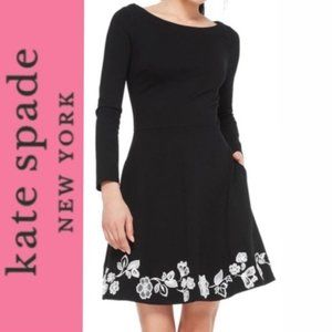 KATE SPADE Embroidered Ponte Fit & Flare Dress